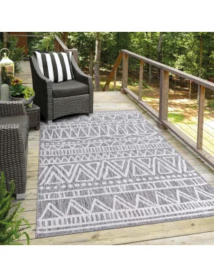 Dywan na zewnątrz i do wnętrz boho Sunny 4760 Szary Krem