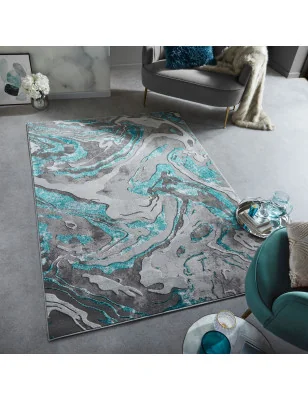 Dywan Nowoczesny Eris Marbled Emerald – aranżacja w salonie