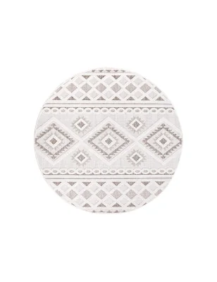 Dywan okrągły na zewnątrz i do wnętrz boho Sanori 4350 Krem