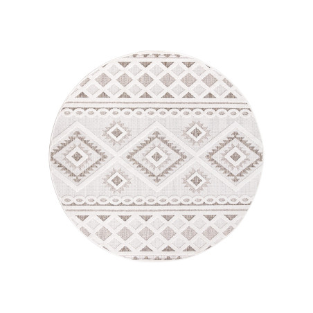 Dywan okrągły na zewnątrz i do wnętrz boho Sanori 4350 Krem