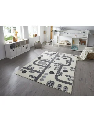 Dywan Dziecięcy Ulice Drogi Adventures 105529 Kremowy – widok z góry
