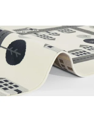 Dywan Dziecięcy Ulice Drogi Adventures 105529 Kremowy – zbliżenie na teksturę – idealny do: do pokoju dziecięcego