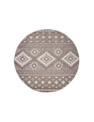 Dywan okrągły na zewnątrz i do wnętrz boho Sanori 4350 Brąz