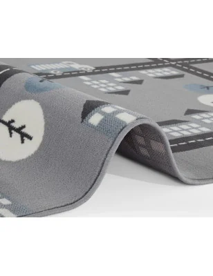 Dywan Dziecięcy Ulice Drogi Adventures 105532 Mouse Niebieski – zbliżenie na teksturę – idealny do: do pokoju dziecięcego