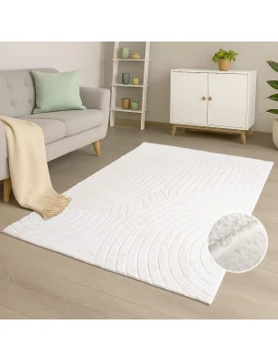 Dywan nowoczesny 3D, miękki Waving 5010 Biały/Ivory