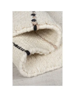 Dywan Wełniany Dottie Linear Czarny/Biały – zbliżenie na teksturę – idealny do: do sypialni