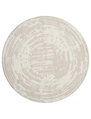 Okrągły dywan Flaire 1710 Beż z efektem high-low w nowoczesnym minimalistycznym wnętrzu