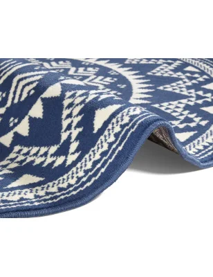 Dywan Nowoczesny Boho Celebration Okrągły 103442 Niebieski – zbliżenie na teksturę – idealny do: do sypialni