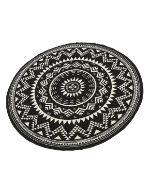 Dywan Nowoczesny Boho Celebration Okrągły 103441 Czarny – aranżacja w salonie