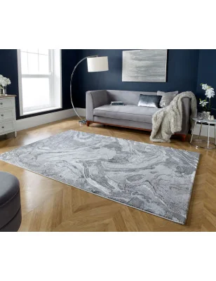 Dywan Nowoczesny Eris Marbled Srebrny – zbliżenie na teksturę – idealny do: do przedpokoju