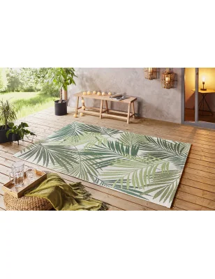 Dywan Zewnętrzny / Płasko Tkany Beach 103843 Zielony Kremowy – widok z góry