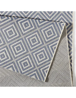 Dywan Zewnętrzny / Płasko Tkany Meadow 102468 Niebieski – zbliżenie na teksturę – idealny do: na balkon