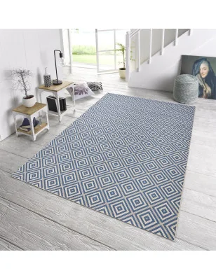 Dywan Zewnętrzny / Płasko Tkany Meadow 102468 Niebieski – detal krawędzi dywanu