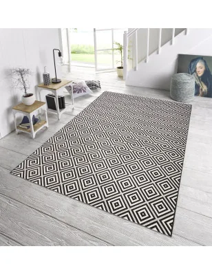 Dywan Zewnętrzny / Płasko Tkany Meadow 102470 Czarny – detal krawędzi dywanu