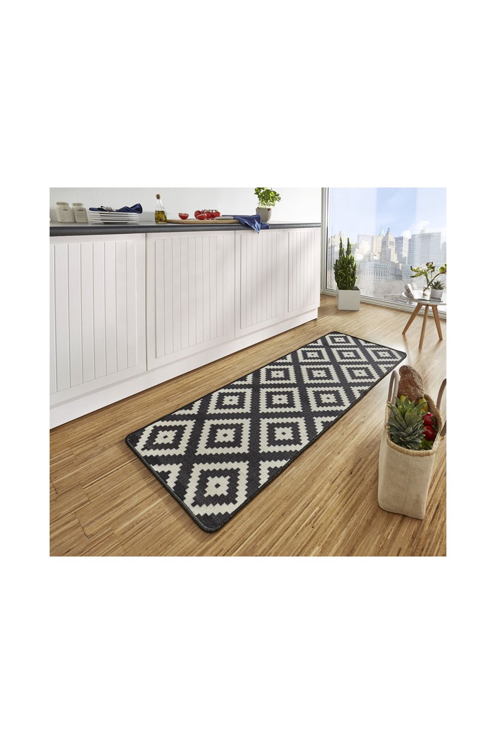 Dywan Do Kuchni Biały Czarny Loop 102670 Black Creme