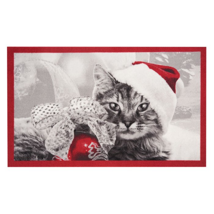 Mata Wejściowa Świąteczny Kot Printy 103041 Red Grey