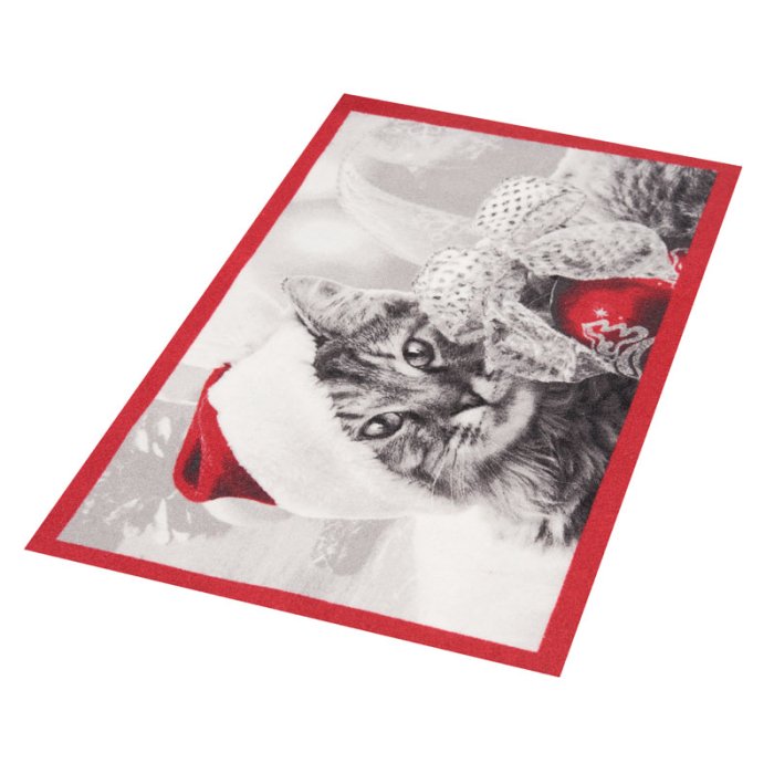 Mata Wejściowa Świąteczny Kot Printy 103041 Red Grey