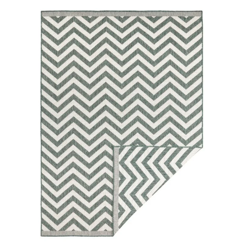 Dywan Dwustronny / Zewnętrzny Zygzag Twinsupreme 103436 Zielony Kremowy
