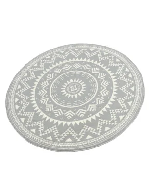 Dywan Nowoczesny Boho Celebration Okrągły 103444 Szary – aranżacja w salonie