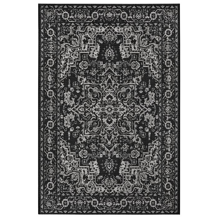 Dywan Zewnętrzny / Płasko Tkany Flach 104807 Black Cream