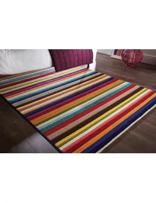 Dywan Nowoczesny Paska Spectrum Tango Wielokolorowy – zbliżenie na teksturę – idealny do: do przedpokoju