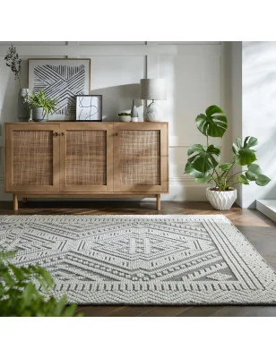 Dywan Szenilowy Etno Boho Verve Jaipur Szary – nowoczesny design z bliska – styl retro