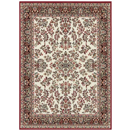 Dywan Klasyczny Welurowy Kurzflor 104351 Czerwony Kremowy – widok ogólny