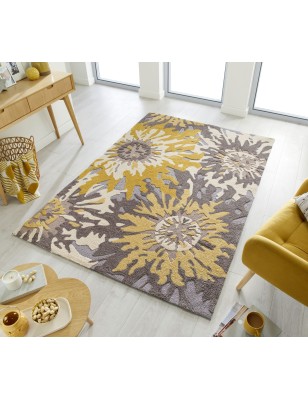 Dywan Nowoczesny Zest Soft Floral Szary/Ochre