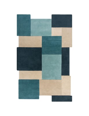 Dywan Wełniany Abstract Collage Teal