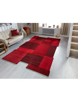 Dywan Wełniany Abstract Collage Czerwony – detal krawędzi dywanu