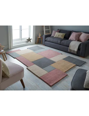 Dywan Wełniany Abstract Collage Pastel – detal krawędzi dywanu