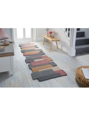 Dywan Wełniany Abstract Collage Pastel – ułożony na podłodze – pasuje do: na korytarz