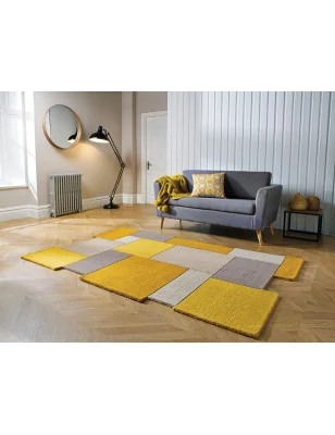 Dywan Wełniany Abstract Collage Ochre Natural – detal krawędzi dywanu