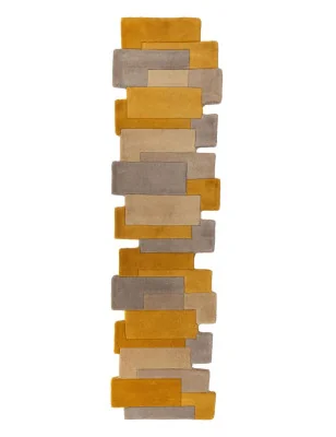 Dywan Wełniany Abstract Collage Ochre Natural – nowoczesny design z bliska – styl geometryczny