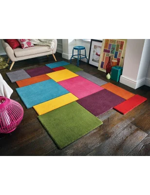 Dywan Wełniany Abstract Collage Wielokolorowy – detal krawędzi dywanu