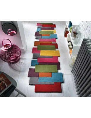 Dywan Wełniany Abstract Collage Wielokolorowy – ułożony na podłodze – pasuje do: na korytarz