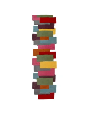 Dywan Wełniany Abstract Collage Wielokolorowy – nowoczesny design z bliska – styl geometryczny