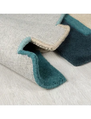 Dywan Wełniany Abstract Collage Teal – aranżacja w salonie