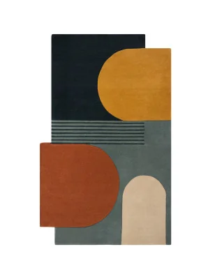 Dywan Wełniany Abstract Lozenge Wielokolorowy – widok ogólny – wzór abstakcyjny