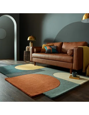 Dywan Wełniany Abstract Lozenge Wielokolorowy – detal krawędzi dywanu