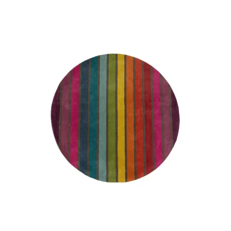 Dywan Wełniany Okrągły illusion Candy Wielokolorowy – widok ogólny – wzór paski