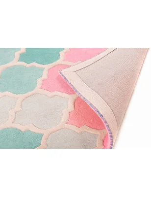 Dywan Wełniany illusion Rosella Różowy/Niebieski – zbliżenie na teksturę – idealny do: na korytarz