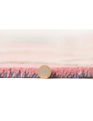 Dywan Wełniany illusion Rosella Różowy/Niebieski – detal krawędzi dywanu