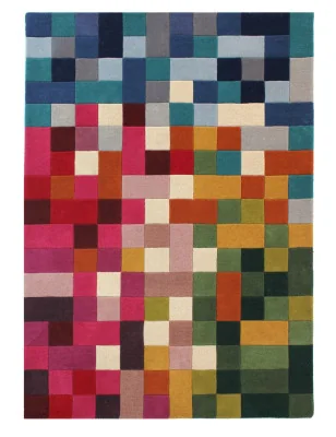 Dywan Wełniany illusion Lucea Wielokolorowy – widok ogólny – wzór geometryczny