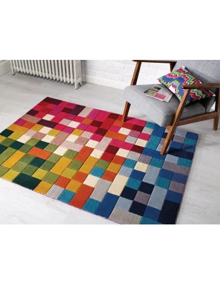 Dywan Wełniany illusion Lucea Wielokolorowy – zbliżenie na teksturę – idealny do: na korytarz