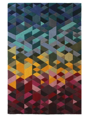 Dywan Wełniany illusion Kingston Wielokolorowy – widok ogólny – wzór geometryczny