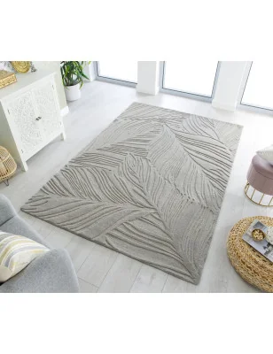 Dywan Wełniany Solace Lino Leaf Szary – aranżacja w salonie