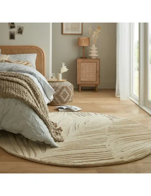 Dywan Wełniany Solace Lino Leaf Natural Okrągły – aranżacja w salonie