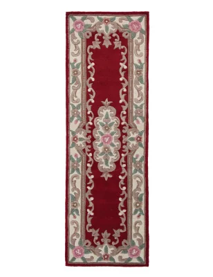 Dywan Wełniany Lotus Premium Aubusson Czerwony – ułożony na podłodze – pasuje do: na korytarz