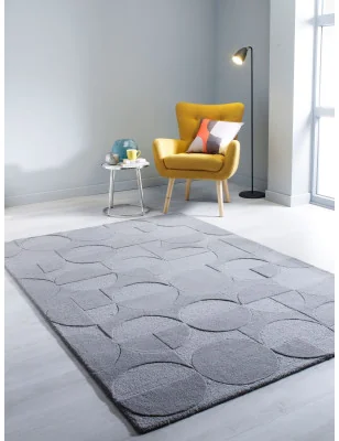 Dywan Wełniany Moderno Gigi Szary – aranżacja w salonie